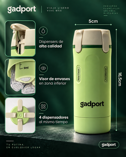 Botella Multicream verde con medidas: 16,5 cm de alto y 5 cm de ancho