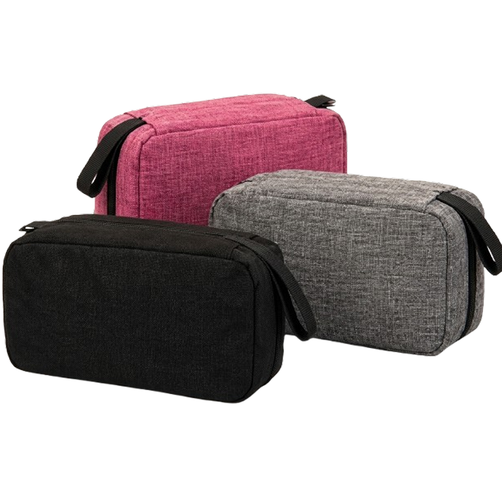 Neceser de viaje colgante en negro, gris y rosa