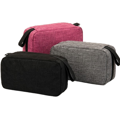 Neceser de viaje colgante en negro, gris y rosa